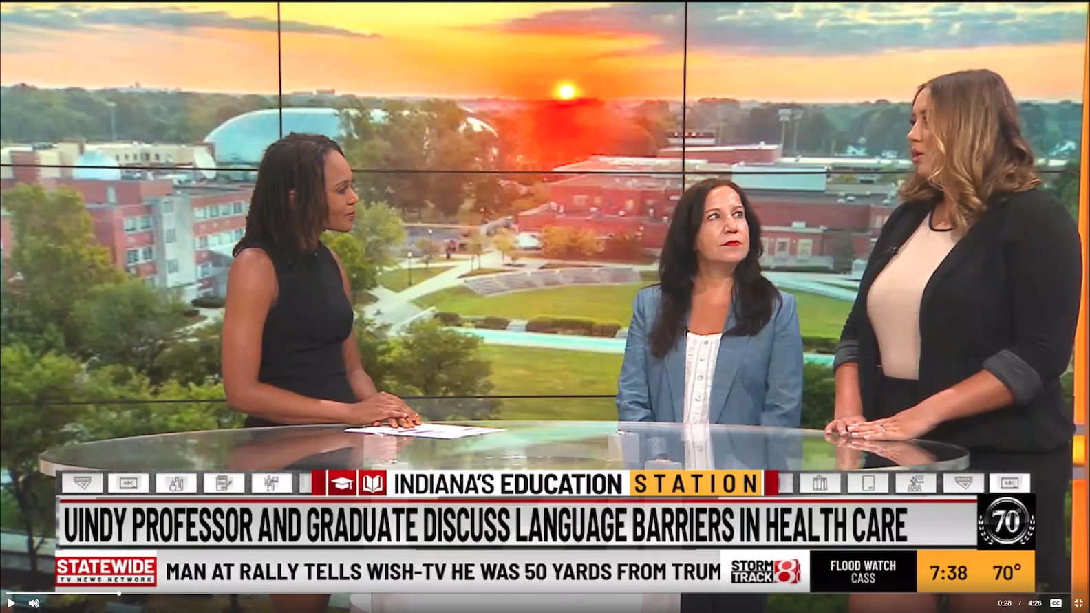 Maribel Campoy and Mary Burton on the WISH-TV set